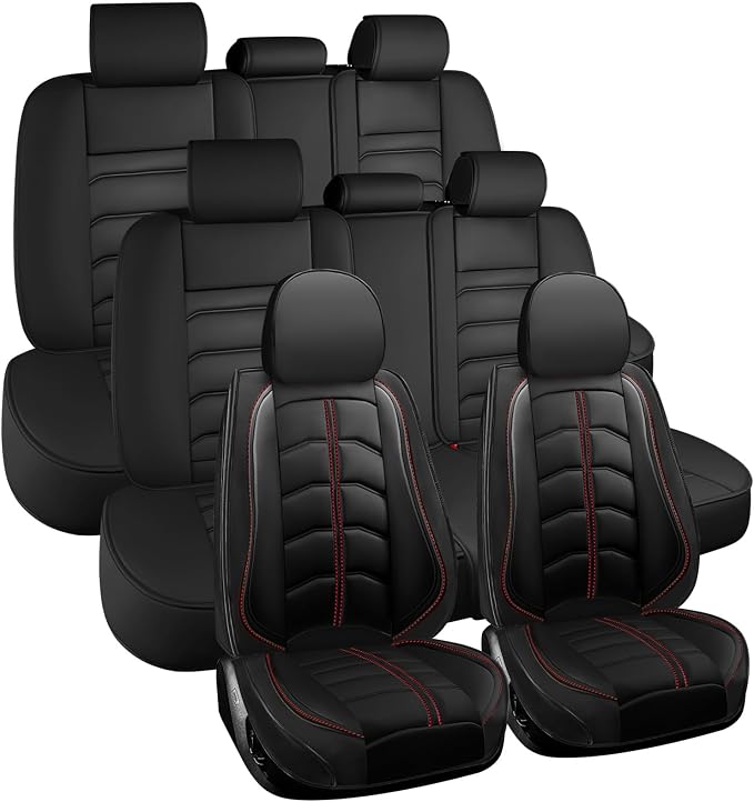 Car Seat Cover 8 Seats for Toyota Highlander 2001-2026, Durable Wear Resistant Waterproof Seat Covers, Breathable No Odor Premium Leather Vehicle Interior Accessories.(8 Standard,Black)