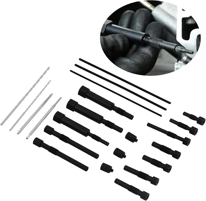 Glow Plug Remover Kit, Professional 22 Piece Extraction Removal Tool Set for Engine Repair Mechanics Metal Case M10 M8 M10x1.25 Automotive Broken Glow Plug Service