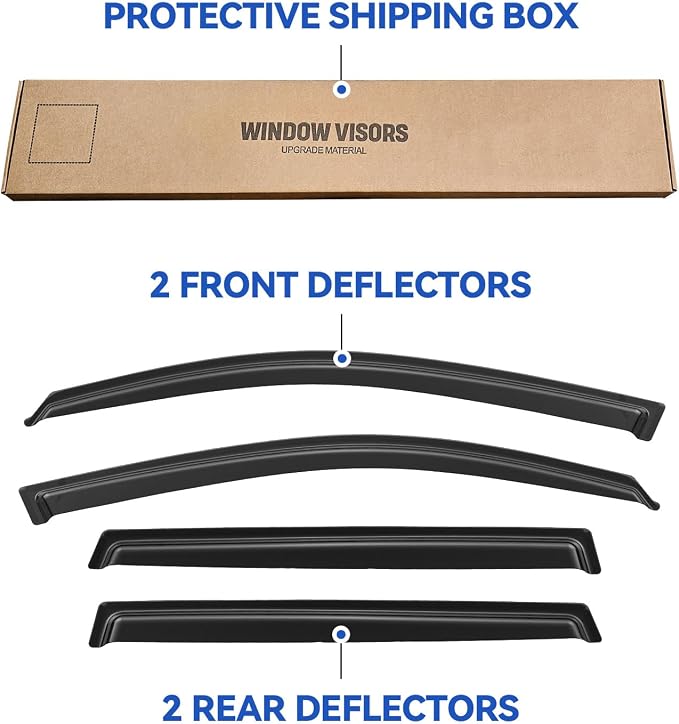 Window Visors Rain Guards Shield for 2006-2012 Toyota Rav4, Out-Channel Window Vent Wind Deflectors Visors Shades for 06 07 08 09 10 11 12 Rav4