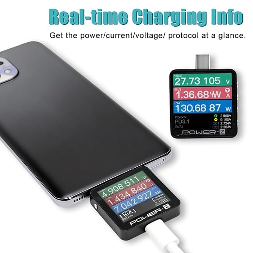 KM003C USB-C Tester PD3.2 Fast Charging Diagnostic Analyzer Tool | 1.54 Inch LCD Display, 20 Bit ADC Resolution, ARM Cortex-M4 Processor, 50V 6A 240W Max Power, Type-C Voltmeter Component