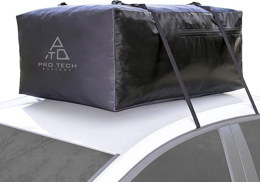 Voyager 10 Cubic Feet Waterproof Rooftop Cargo Roof Bag, No Roof Rack Needed UV-Protected PVC Semi-Coated Mesh, Welded Seams, Water Seal Zipper 36" L x 30" W x 16" H