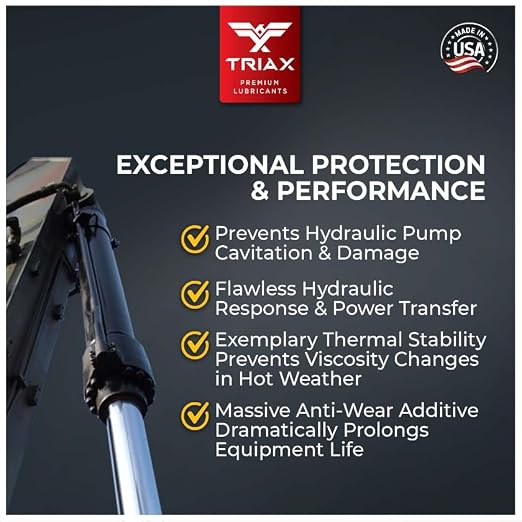 TRIAX Powerflow AW 46 Multi-Viscosity HLP Hydraulic Oil | 6,000 Hour Extended Life | Triple Anti-Wear | True All Season | Pour Point Down to -40F | Virtually Zero Foaming (5 Gallon)