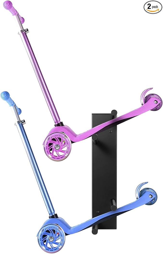 Scooter Wall Mount - Storage Rack for Garage 2pcs Scooter Hanger Holder for Adult/Toddler/Kids/Trick