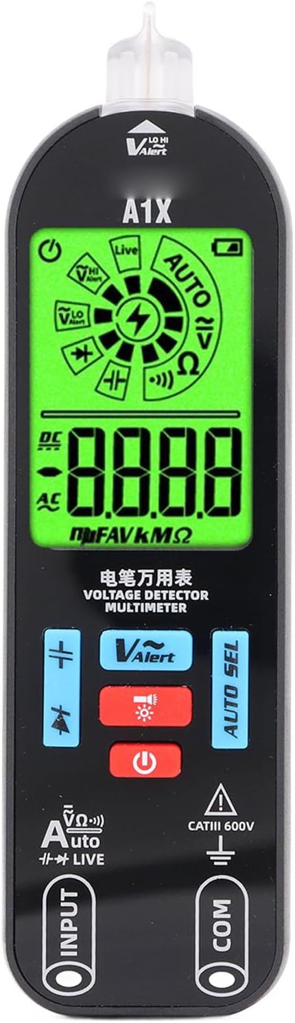 Digital Multimeter - Diode Test & Capacitance Meter, AC/DC Voltage, Continuity Test, Rechargeable Voltmeter with 2 Probes