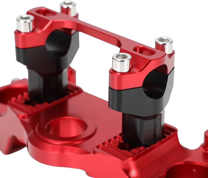 Motorcycle Top Triple Clamp 7/8" 22MM Upper Triple Tree Bar Mount with Risers Set CNC for CRF110 CRF110F 2013-2024 CRF125F CRF125FB 2019-2024 CRF 110F 125F 125FB Red