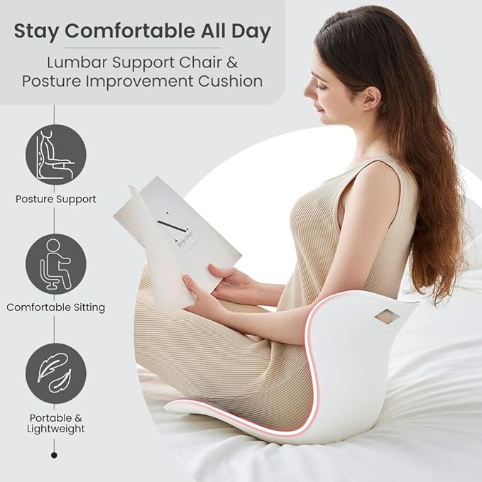 Ergonomic Lumbar Support Cushion,44.5mm x 410mm x 340mm, Standard Size, for Shoulder and Back Posture, 110-265 lbs Capacity