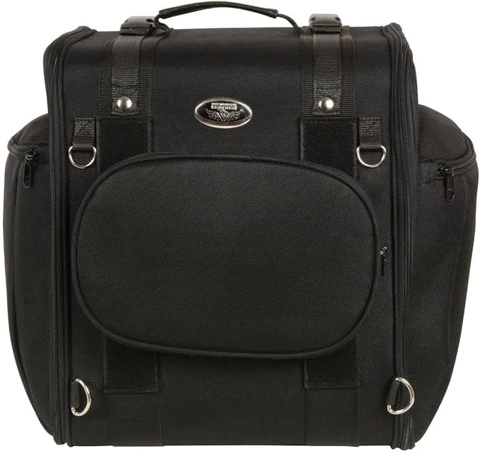 Milwaukee Leather MP8130 Medium Black Textile Motorcycle Back Rest Sissy Bar Rack Bag - Medium