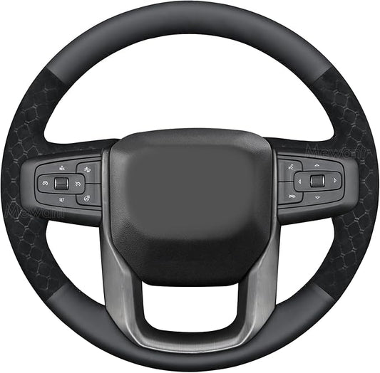 MEWANT Hand Stitch 3D Style Steering Wheel Protector Wrap Cover for GMC Sierra 1500 2019-2023/Sierra 1500 Limited 2022/Sierra 2500 2020-2024/Sierra 3500 2020-2024/Yukon 2021-2023