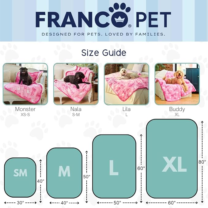 Barbie Waterproof Dog Bed Cover, Large 50x60 Pet Blanket for Furniture Bed Couch Sofa, (Officially Licensed) by Franco
