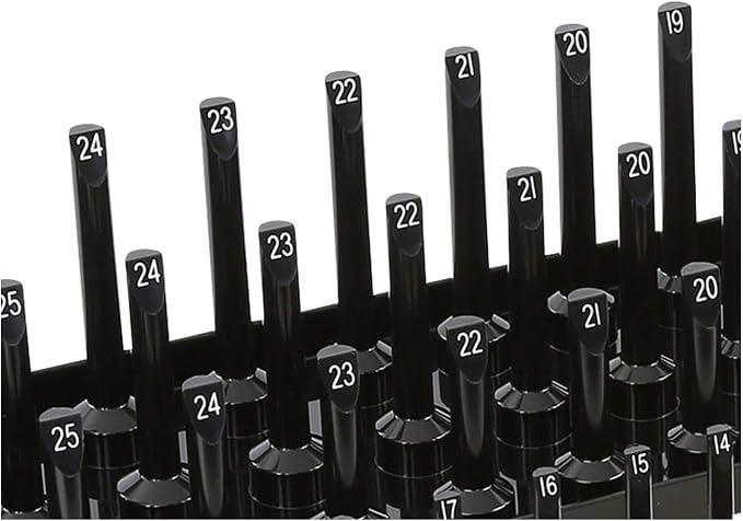 OEMTOOLS 22338 3-Post Metric Socket Tray Set, 3 Piece, Deep, Shallow, and Impact 3 Row Socket Organizer for Tool Box Drawer, Holds 141 Tools, 1/4, 3/8, and 1/2 Inch Drive, Metric, Black