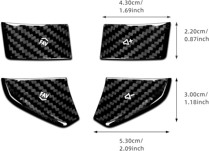 Steering Wheel Radio Button Covers with Real Carbon Fiber - 4PCS for C8 Steering Wheel Button Stickers with Radio Button, for Corvette C8 2020-2023 2024 2025 Accessories (Black)