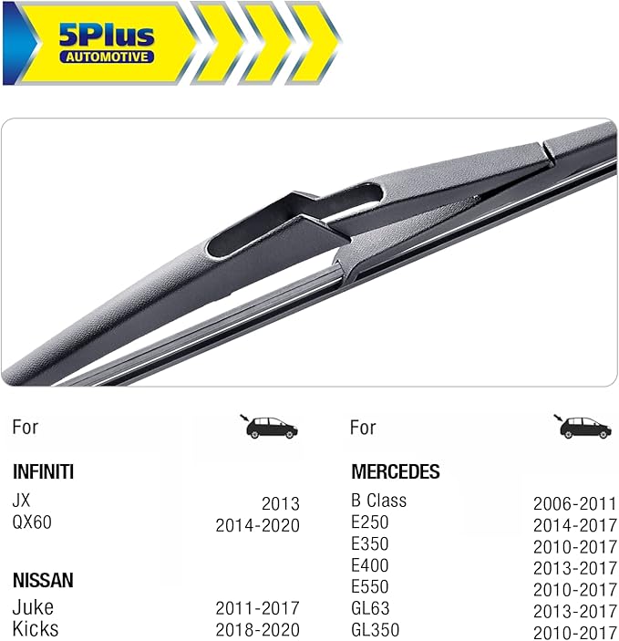 12" Rear Wiper Blade Replacement for Nissan Rogue 2021-2008 Juke 2017-2011 Kicks 2020-2013 Pathfinder 20-13 Qashqai 21-17 /Benz M GLE 19-06 GL GLS 21-07 GLK 15-10 BACK Windshield Wiper Blade (12-J)