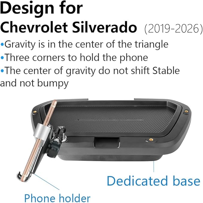 Car Phone Holder Center Console Organizer Tray for 2019-2026 Chevy Chevrolet Silverado/GMC Sierra [8-inch Screen] Auto Interior Accessories Cell Phones Mount Mobile Cellphone Stand Dashboard Storage