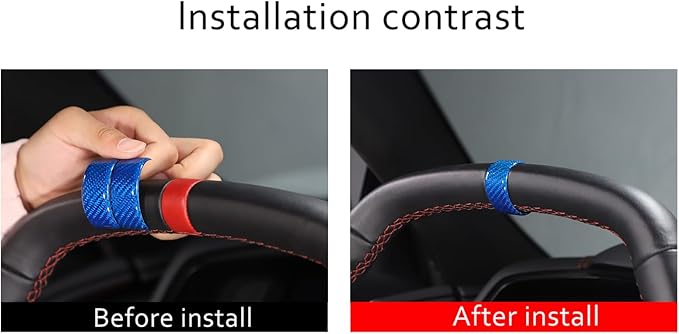 Daeiclru Real Carbon Fiber Steering Wheel Circle Cover Sticker Compatible with Chevrolet Corvette C8 Stingray 2020-2025, Steering Wheel Top Center Guide Decorative Accessories (Blue)