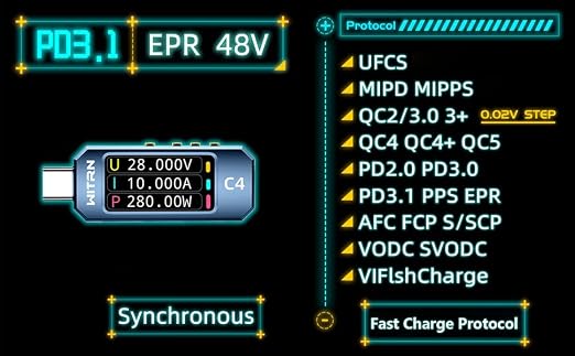 USB Power Meter PD 3.1 Type-c Tester Digital Multimeter Current Tester Voltage Detector DC 48V 11A PD 2.0/3.0 3.1QC 2.0/3.0/4.0 pps Trigge(C5 (48V))