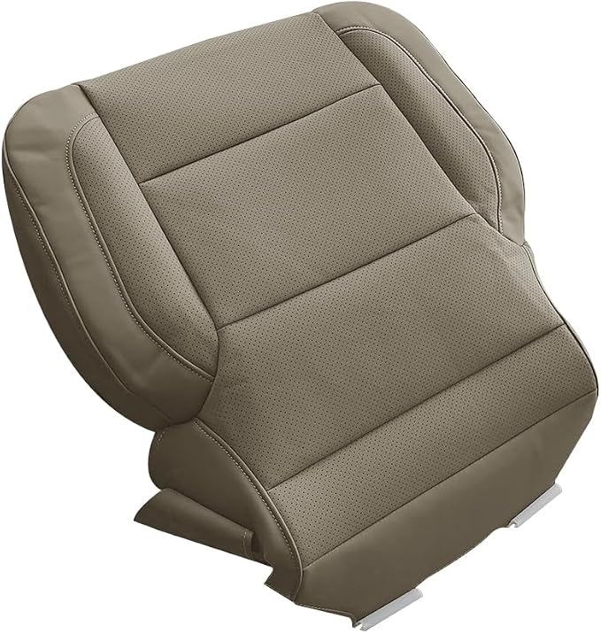 Front Driver Passenger Bottom Perforated Leather Seat Cover Set Replacement Tan Compatible with Chevy Silverado/with GMC Sierra 1500 2500HD 3500HD LS LTZ SLT 2015-2019