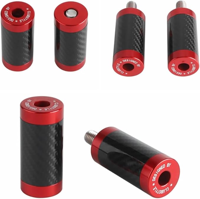 CNC Aluminum Frame Sliders M12×1.75mm Inner Hexagon Screws,Red | Compatible With 1-1/4" Guards, Fit For Harley Crash Bars/Bag Guards,With Carbon Fiber Inlay