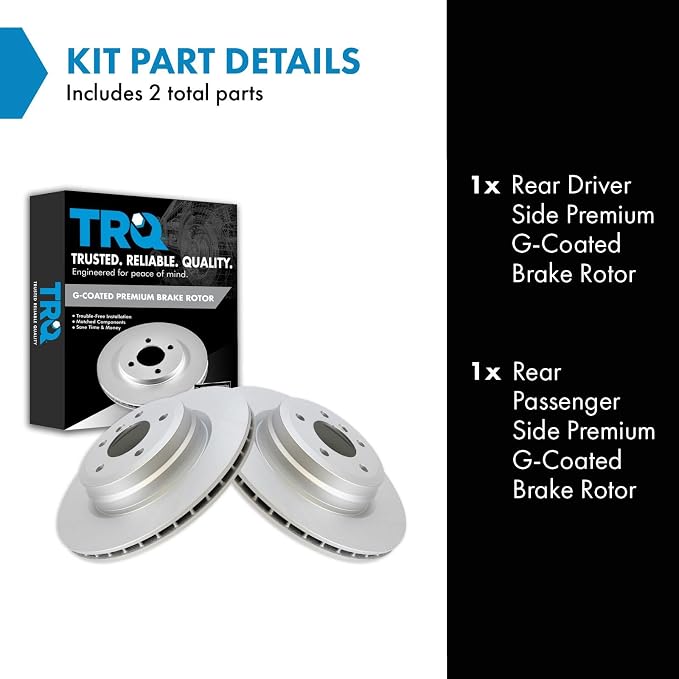 TRQ Rear Brake Rotor Set G Coated Vented Compatible with 2006 BMW 330i 330xi 2007-2013 335i 335xi 335i xDrive 2009-2011 335d 2011-2013 335is 2012-2015 X1