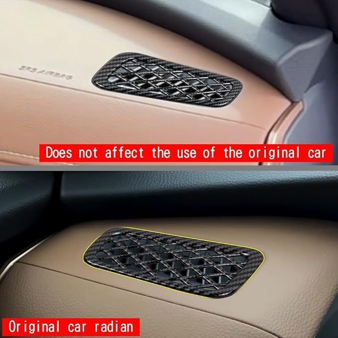 2Pcs Dashboard Upper Left and Right Air Vent Outlet Cover Compatible with Toyota Grand Highlander 2024 2025 2026 Fit for 2024-2026 Grand Highlander ABS Accessories(Carbon Fiber)