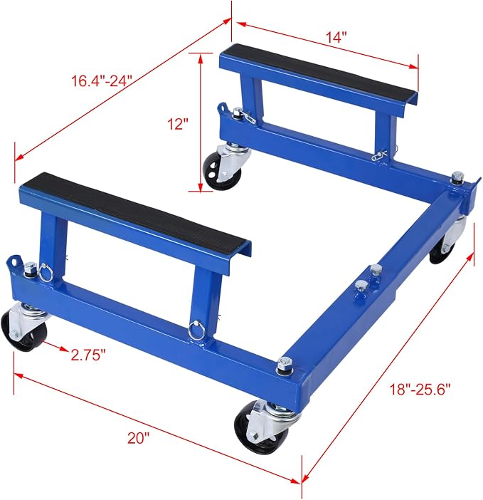 GarveeTech Motorcycle Engine Cradle Dolly 1500 LBS, Heavy-Duty Engine Cradle Dolly with Rubber Pads &360 Degrees Wheels, Four-Wheeler