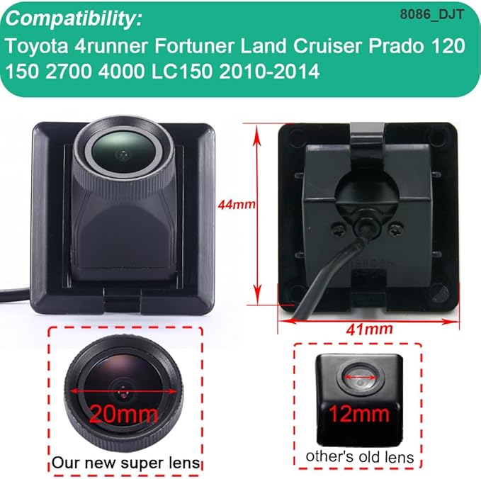 1280 * 720 Pixels car Rear View Backup Camera Replacement for Toyota 4runner Fortuner Land Cruiser Prado 120 150 2700 4000 LC150 2010-2014 Waterproof Night Vision Parking Reverse Vehicle Camera