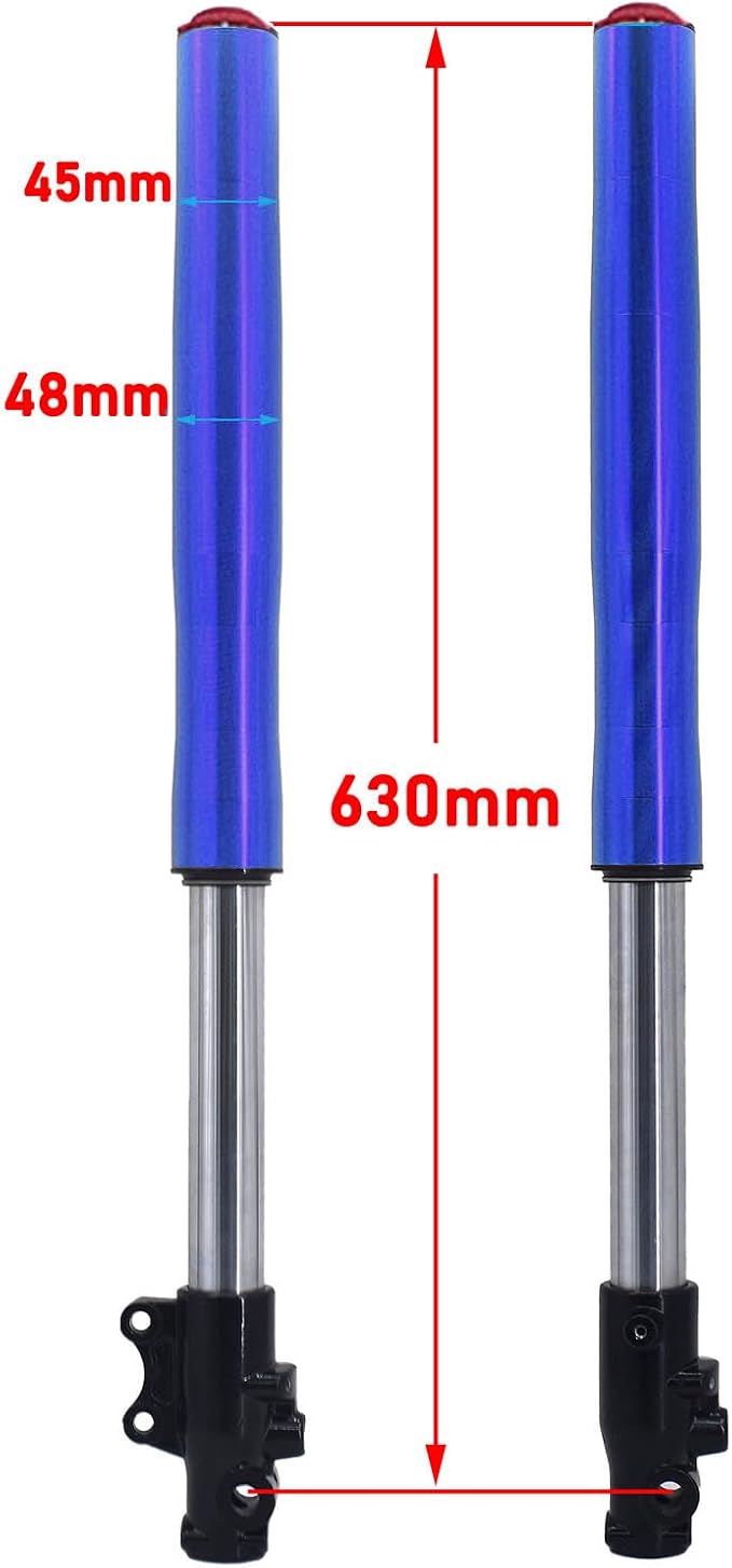 Front Inverted 630MM Fork 45MM/48MM with Shock Protector Cover for Chinese Dirt Pit Bike CRF KLX (Blue-12mm Alxe)