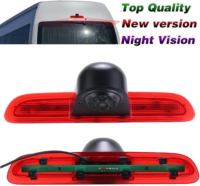 HD Brake Light Roof Rear View Reversing Camera Parking Aids with Angle Adjustable Compatible with Toyota Commuter Hiace H200 MK5 Van LWB TRH KDH Tailgate Transporter (Reversing Camera)