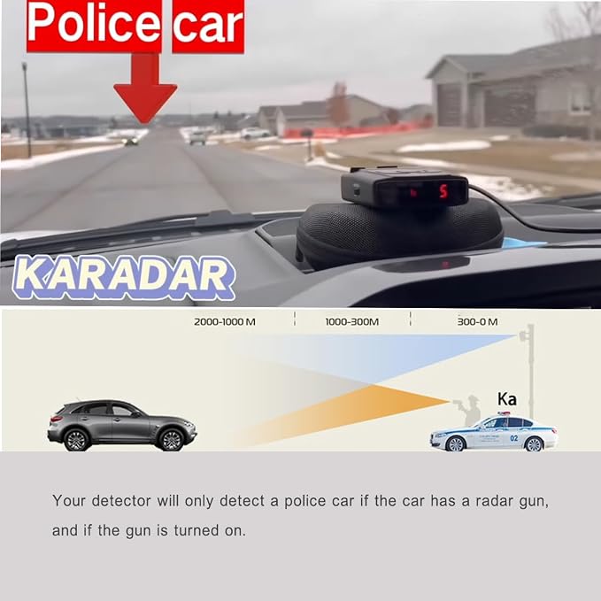Radar Detector X/K/Ka Band & Laser Detection, detectable Police Speed Trap Detectors for Cars LaserEye and False Alert Filtering S360 (KARADAR)