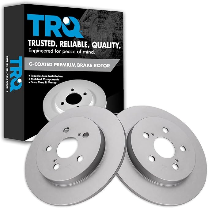 TRQ Rear Brake Rotor Set Compatible with 11-14 Lexus 09-10 Pontiac 09-20 Toyota