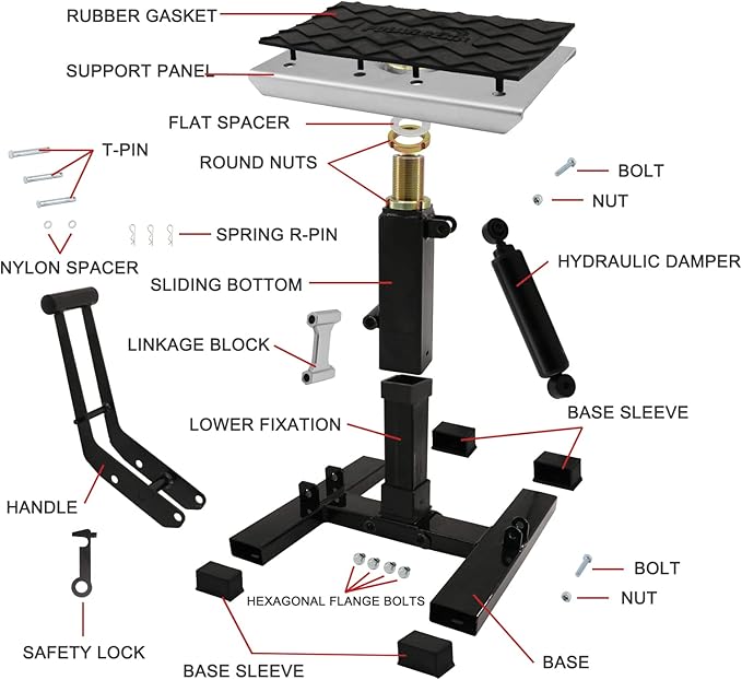 POLARBEAR Dirt Bike Stand Hydraulic Jack Vertical Lift CNC, for Dirt Bike/ATV/ADV/Rally Maintenance, Motorcycle Dirtbike Engine Stand with 1200Lbs Capacity(Silver)