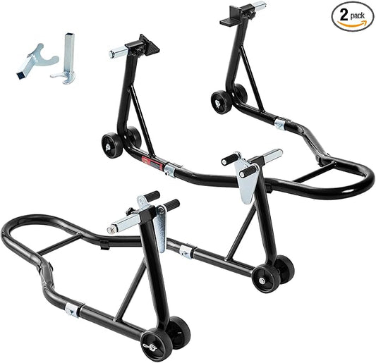 Donext Motorcycle Stand 850LB Sport Bike Front and Rear Wheel Lift Swingarm Paddock Stands Black, U+L