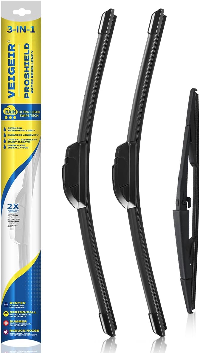 3 Pack Windshield Wiper Blades Compatible with 2005-2010 Jeep Grand Cherokee Original Factory Quality Front Rear Wipers Blade Set for My Car - 21" 21" 14"