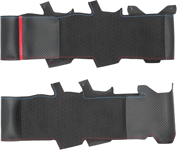 MEWANT Steering Wheel Cover for BMW 1 Series E81 E82 E87 E88 /3 Series E90 E91 E92 E93/ M3 E90 E92 E93Hand Stitch Suede and Carbon Fiber