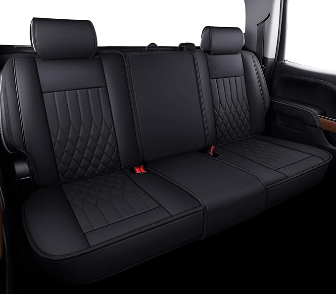 Aierxuan Chevy Silverado GMC Sierra Car Seat Covers Full Set, Custom Fit 2007-2026 1500 2500 HD 3500 HD Crew, Double, Extended Cab or Pickup Truck, with Waterproof Faux Leather (Black)