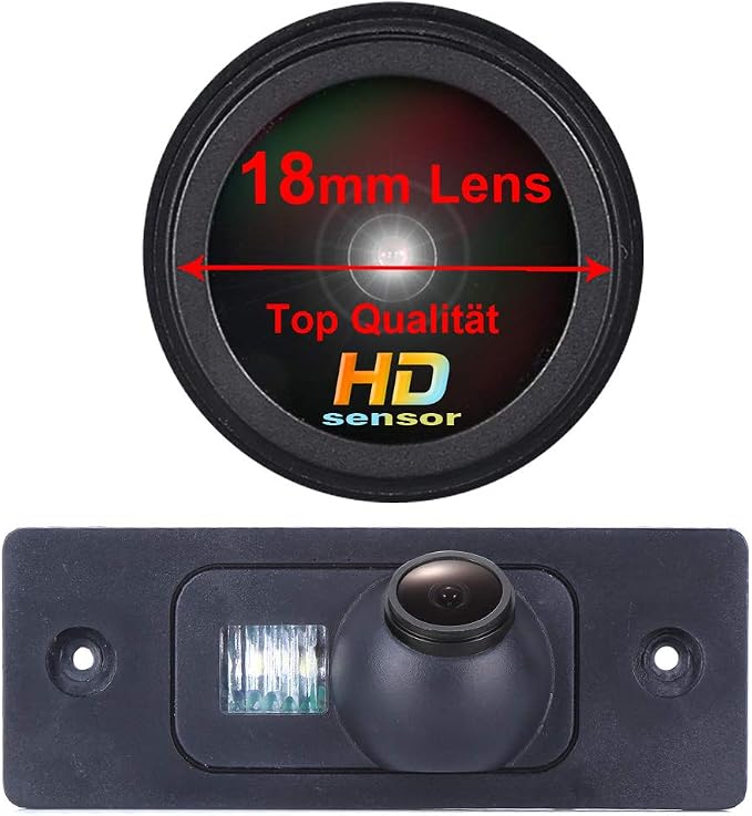 HD IP68 170°Reversing Vehicle Plate Light License Rear View Backup Camera Compatible with Golf MK5/Polo 3C/Jetta/Passat/Sharan/Bora/Skoda Scirocco Fabia/Porsche Cayenne/Touran/Santana/Audi TT 8J