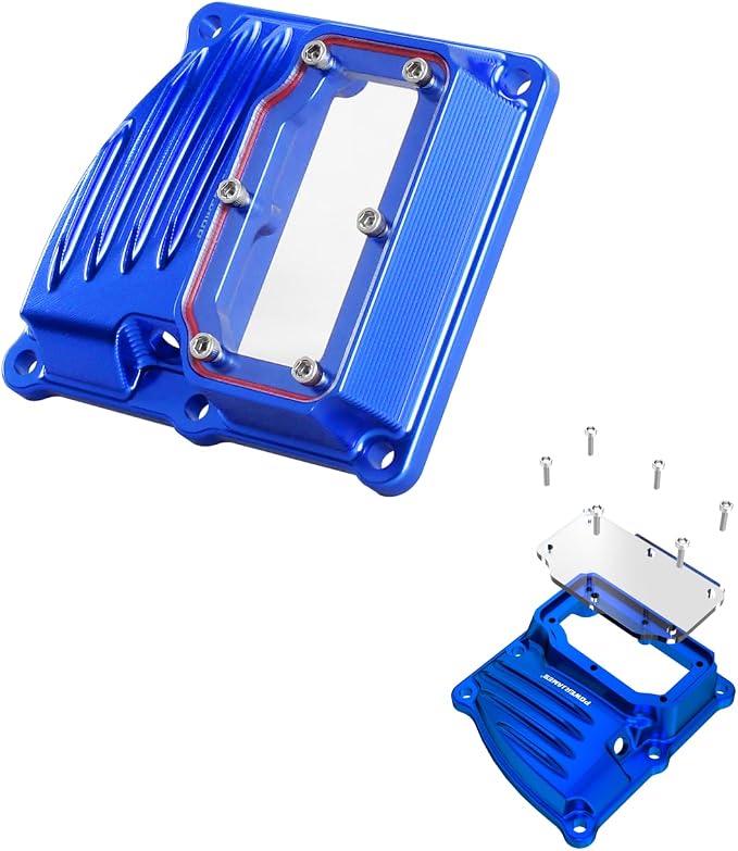 POWER JAMES Visible Aluminum Transmission Top Cover Compatible with Harley Davidson 2018-2025 Softail, 17-25 Touring Street Glide, Road Glide, Road King with M8 Models. (Blue)