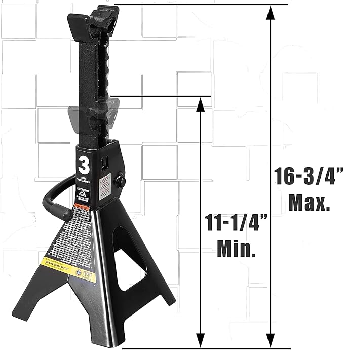 Big RED AT43202BR Torin Steel Jack Stands: 3 Ton (6,000 lb) Capacity, Black, 1 Pair