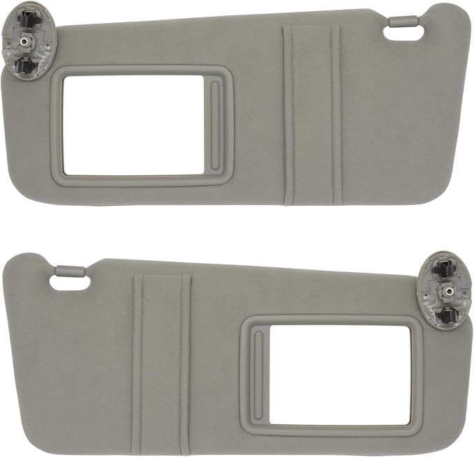 NHILES Left Driver & Right Passenger Side Sun Visor Compatible with Toyota Camry Without Light 2007 2008 2009 2010 2011 Replaces# 74320-06780-B0 0400230506B0 74310-06750-B0 Color Gray
