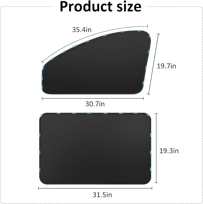 Car Curtains for Side Window - Thick Suede 4 Pcs Privacy Sun Shades Magnetic 100% Block Light Car Window Covers with Cooler Feeling (Ultra-Thick Suede, 4pcs)