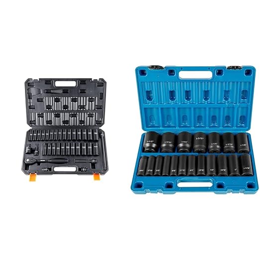 VEVOR 33-Piece 1/2" Drive Impact Socket Set with 19-Piece Deep Socket Set, Cr-V Alloy Steel, Storage Cases