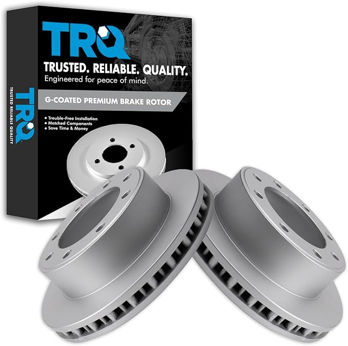 TRQ Front Brake Rotor Set Coated Compatible with 00-03 Ford F-250 Super Duty 4 Wheel Drive with 331mm Diameter Front Rotors 01-05 Excursion 331mm Diameter Rotors