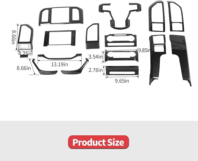 Jimen Fit for Ford F150 2015-2020, 16PCS Interior Trim Kits - Center Console Dashboard Cover, AC Control Panel, Volume Adjust Panel, Dash Side Air Vent Cover Trim (Carbon Fiber)