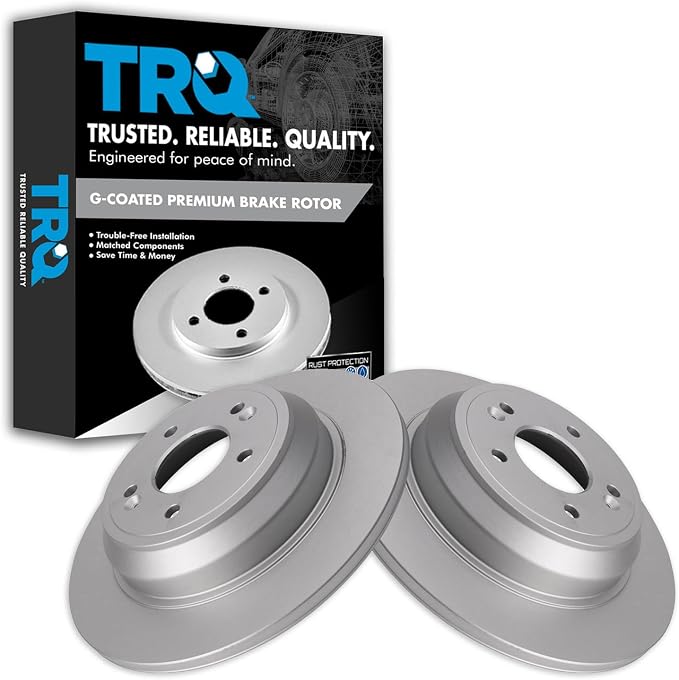 TRQ Rear Brake Rotor Set Solid G Coated Compatible with 2009-2016 Hyundai Genesis 2017-2020 Genesis G80 2016-2017 Kia K900