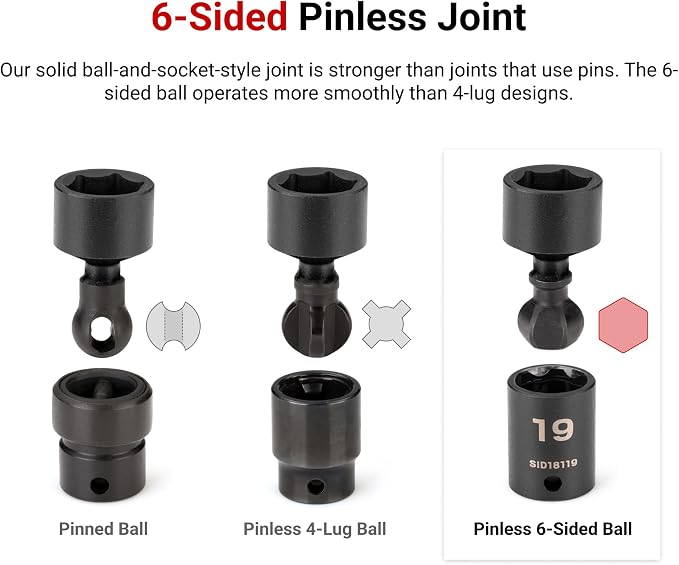 TEKTON 3/8 Inch Drive Universal Joint Impact Socket Set | SID97005