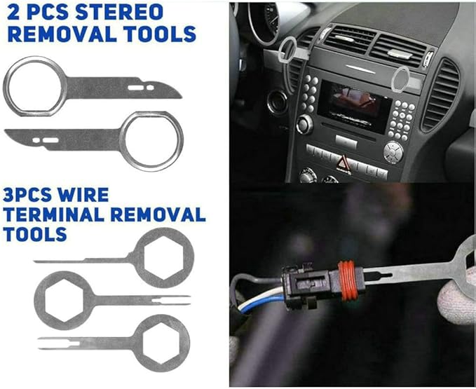 19Pcs Trim Removal Tool Set, Car Panel Door Audio Trim Removal Tool Kit for Automotive Auto Clip Pliers Fastener Remover Nylon Tool Set Vehicle Dash Radio Audio Installer with Storage Bag AUTR19NBL