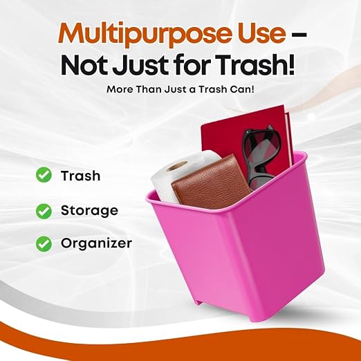 Pink Car Trash Can with Floor Mat Clip – Waterproof & Leakproof Small Bin for Car, SUV, Truck, Van – Includes 1 Box of Trash Bags Inside + 6 Extra Boxes (Total of 7 Boxes, 140 Bags)