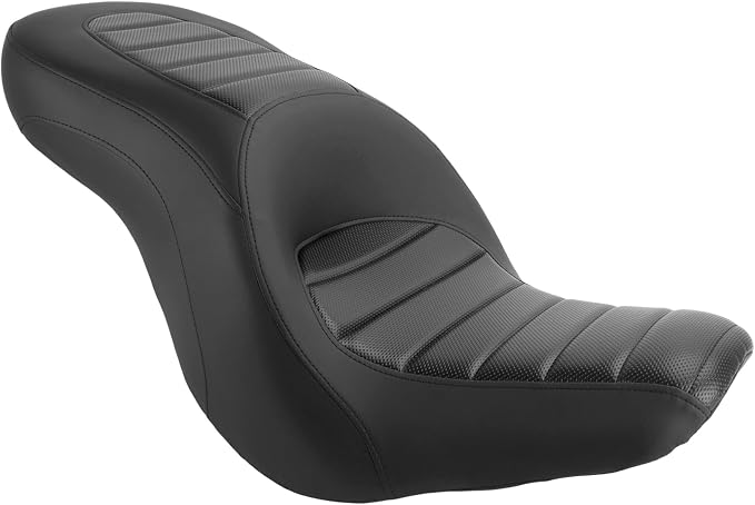 Motorcycle One-piece Seat Driver& Passenger Seat Fit for Harley Softail Low Rider FXLR FXLRS FXLRST 2018-later (#1 Seat-Striped)