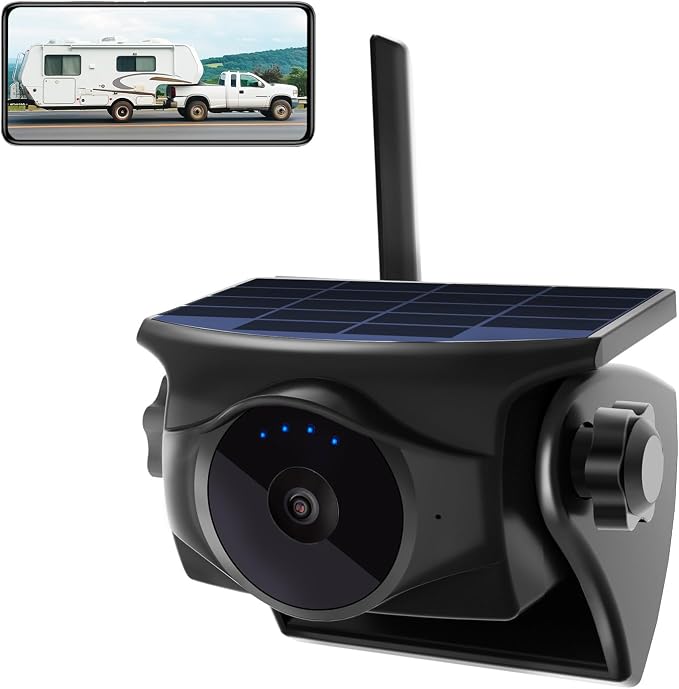 1080P Solar Magnetic WiFi Backup Camera,Wireless Hitch Camera with Night Vision, 365-Day Standby, Rechargeable Battery, Low Power Consumption,Rear Front View for RV, Trailer, Car for Phone Pad Android