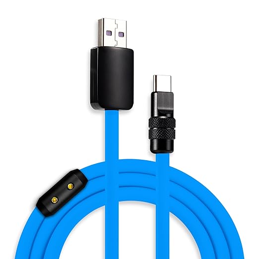 chubbycable Black Chubby Pro - Samurai Cable 120W USB-C Cable Silicone Fast Charging USB C Charger Cord Compatible with iPhone 17-15 Series iPad Galaxy Series, Blue, USB-A to Type-C, 3.3FT