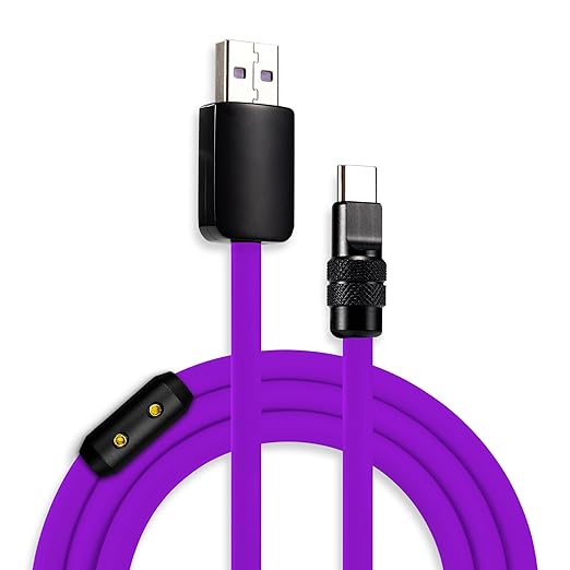 chubbycable Black Chubby Pro - Samurai Cable 120W USB-C Cable Silicone Fast Charging USB C Charger Cord Compatible with iPhone 17-15 Series iPad Galaxy Series, Purple, USB-A to Type-C, 3.3FT
